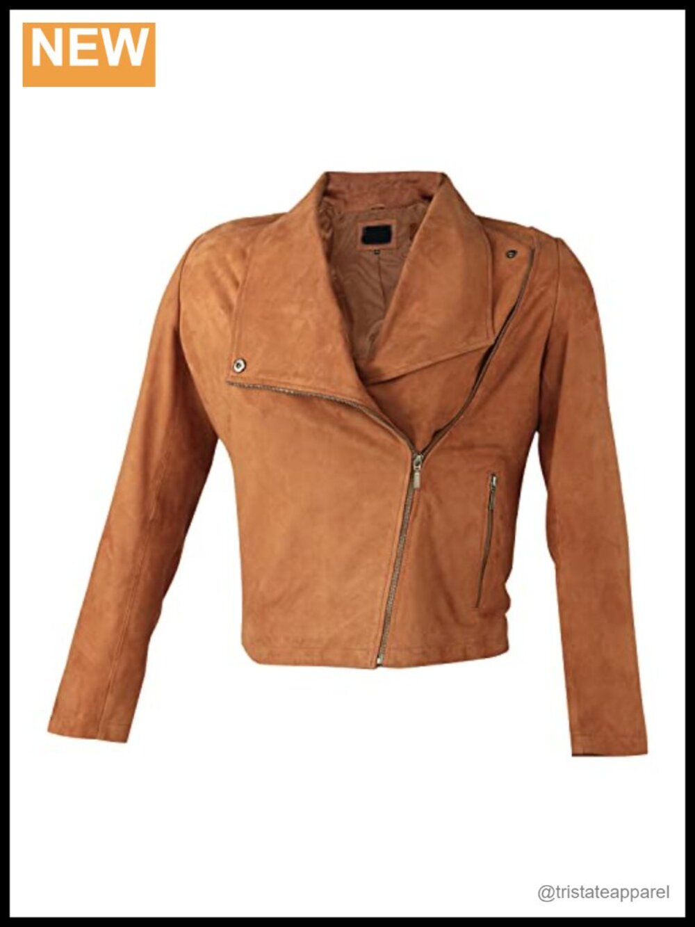 Women's Real Lambskin Leather Moto Jacket Slim Fit Cross Zip